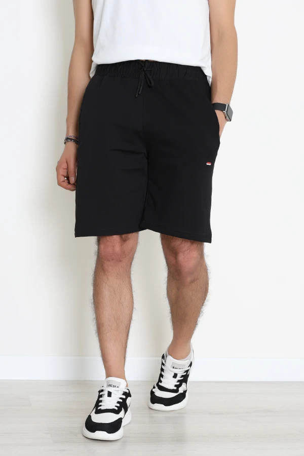 2 İplik Nakışlı Erkek Şort Siyah - 71087.2066.